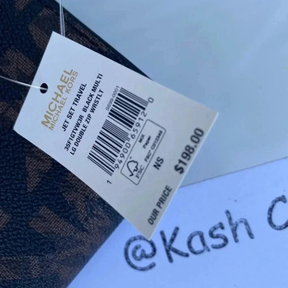 Michael Kors MK Double Zip Phone Wristlet/Wallet - Black Multi - Picture 3 of 8